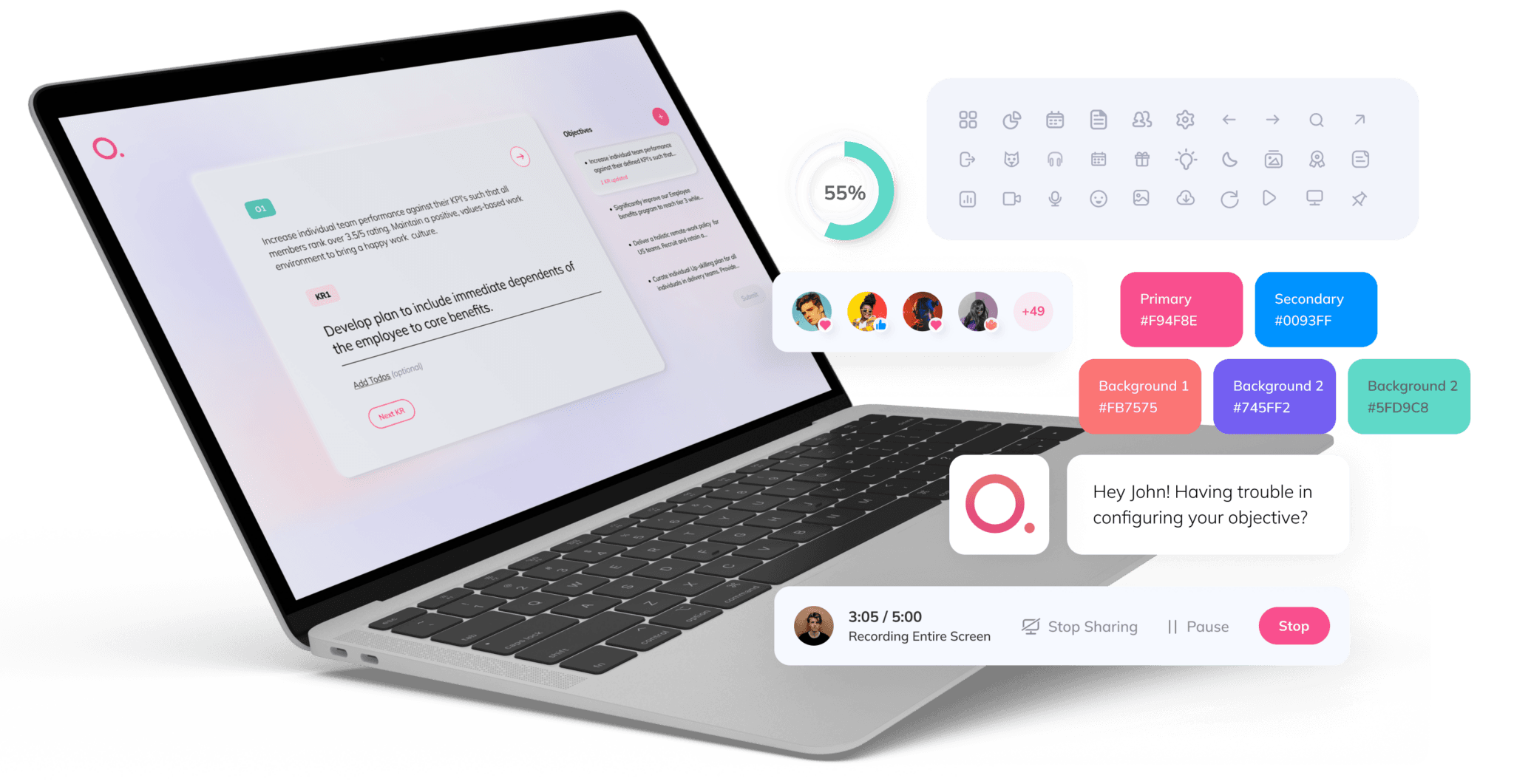 Exploration of icons, colors, and themes for designing the UI
